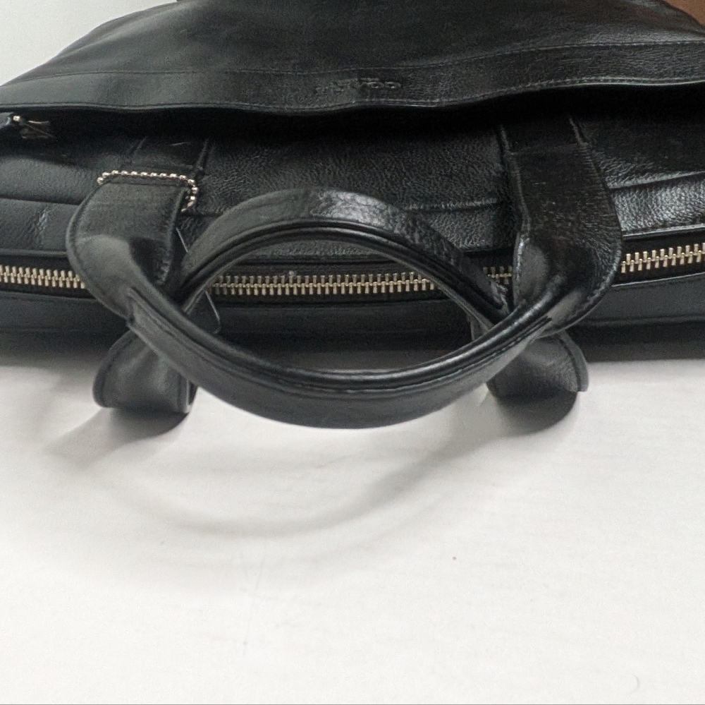 Coach Hampton F54801 Black Leather Briefcase Laptop Crossbody Bag Business Tote - Picture 11 of 16